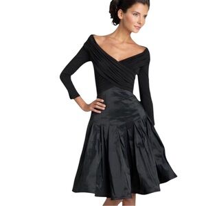 Tadashi Shoji Collection Black Off  Shoulder Ruffle Taffeta Dress
